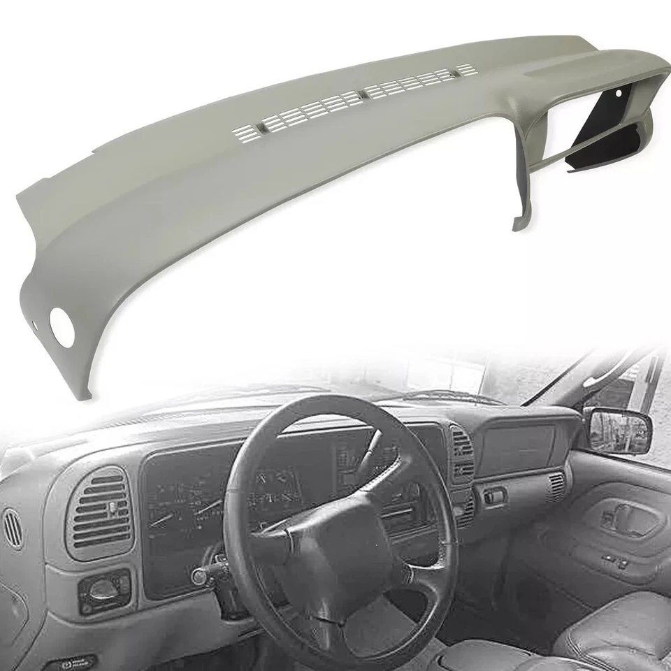 Molded Dash Cover Overlay for 1997-99 2000 Chevy GMC SUVs C/K1500 Suburban Grey - Image 2 of 4