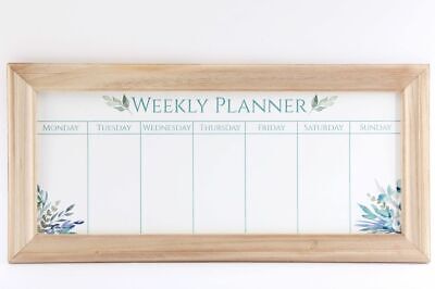 Olive Grove Wooden Frame Whiteboard Family Weekly PlannerMemo Board 67cm