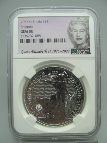 2022 Great Britain Silver 2 Pound Britannia NGC Gem BU