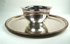 Vintage Silver Plated Chip and Dip Tray Attached Bowl by Towle