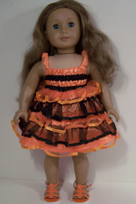 Halloween Sun Dress Black Orange Doll Clothes For 18'' American Girl (Debs*)