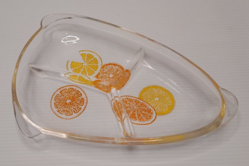 Pyrex? Style Vintage Lemon and Orange Fruit Serving Dish Glass - Picture 1 of 7