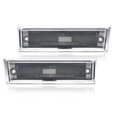 2PC Smoke Front Signal Side Marker Lights Amber For 81-91 GMC Chevy