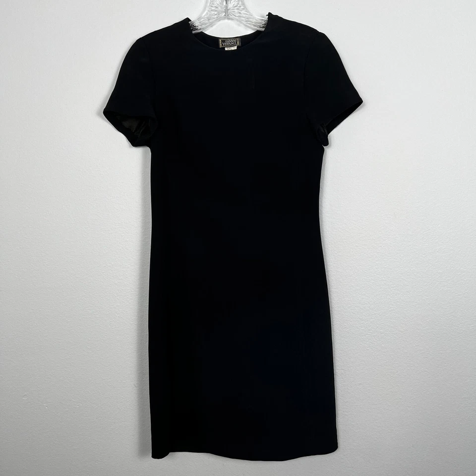 Vintage Gianni Versace Couture Black Dress Womens XS 90s Cocktail LBD Classic - Image 4 of 4