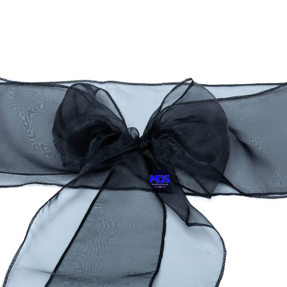 Pacote MDS com 100 faixas largas transparentes para cadeira de organza laços fita amarrar costas f... - Imagem 4 de 4