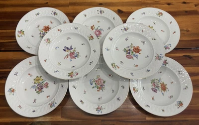 Set of 10 Schumann Bavaria Bouquet Rimmed Soup Pasta Bowls 9.75" Dresden EUC - Image 1 of 4