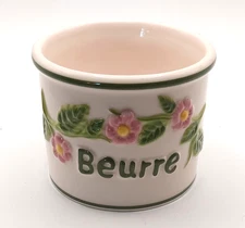 Vth. 1997 French Butter Bell Beurre Crock L. Tremain Pink Floral Dish Cottage