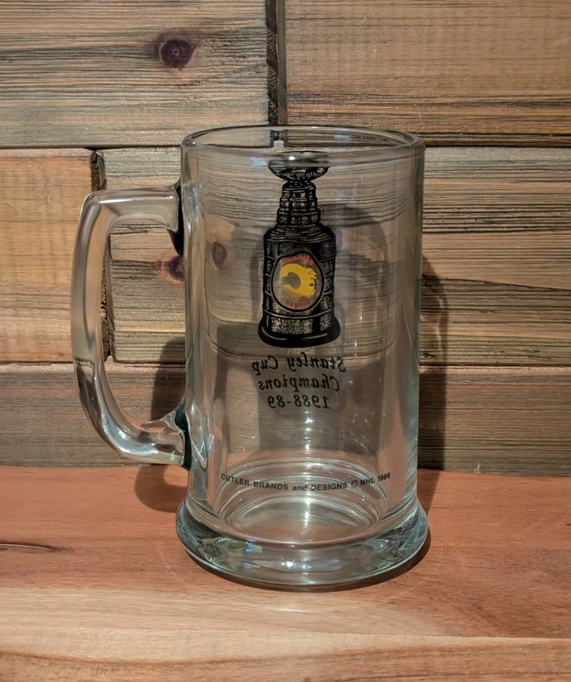 NHL Calgary Flames Stanley Cup Champions 1988-89 Glass Stein Mug Cutler - 14 OZ Foto 3 de 4