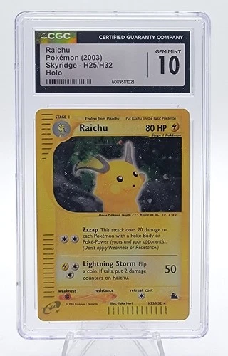 RAICHU 2003 POKEMON SKYRIDGE H25/H32 RARE HOLO GEM MINT CGC 10 Q8058