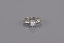 Sterling Silver 6 Prong Cubic Zirconia Wedged Openwork Band Ring 925 Sz: 8