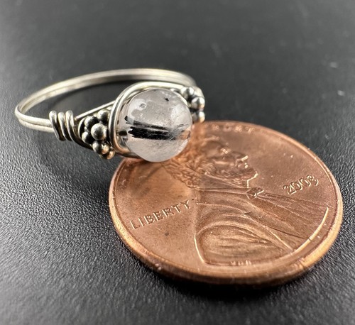Vintage zierlicher Sterling Silber Ring mit Turmalinquarz Heilstein Kristall - Bild 4 von 4