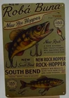South Bend Roba Buna Bee Hopper Tin Sign Fishing Lure Ad Vintage Style 12x8