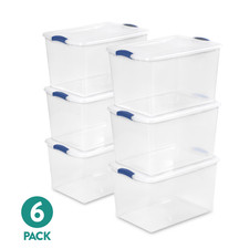 6 pack Sterilite Large Storage Bin, 66 Quart Clear Plastic Storage Container