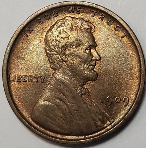 1909 VDB 1C BN Lincoln Cent- Choice AU, Attractive Toning - LC -0910a