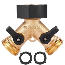 Garden Hose Splitter 2 Way Heavy Duty, Y Connector Brass Garden Hose 1 Pack
