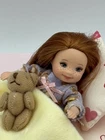 Vintage Kelly Doll and Bed Nightgown New Bedding Teddy Bear Red Hair Freckles
