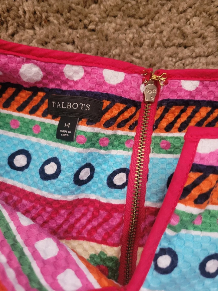 Vestido Talbots Sin Mangas Texturizado Tejido Multicolor Cremallera Expuesta Talla 14 Foto 2 de 4