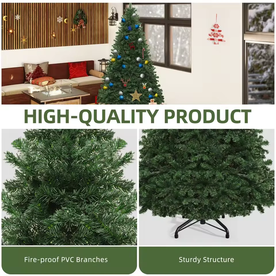 Artificial Christmas Tree 1.8M (6FT) with Metal Hinges & Foldable Base - Image 4 of 4