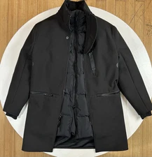 The Arrivals Women Size XS Black Coat Full ZIp Lined FUR Halstrom IV Parka Long