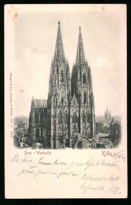 Relief-AK Köln, Westseite des Kölner Doms 1905 