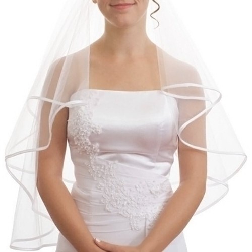Velo De Novia Boda Casamiento Tipo Cascada Elegante Con Doble Cinta Peine NUEVO - Picture 4 of 8