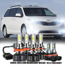For Toyota Sienna 2011-2020 Pair LED Headlight High Low Beam Fog Light Bulbs Kit