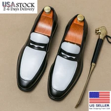 Men Trendy Penny Loafers Business Wear-resistant Slip On Semi-formal Dress Shoes