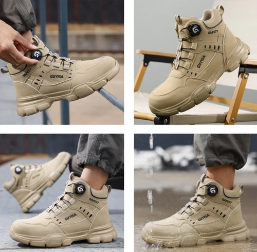 Neu Herren Leder Sicherheitsschuhe Stahlkappe S3 Sport Sneaker Arbeitsstiefel - - Bild 12 von 27