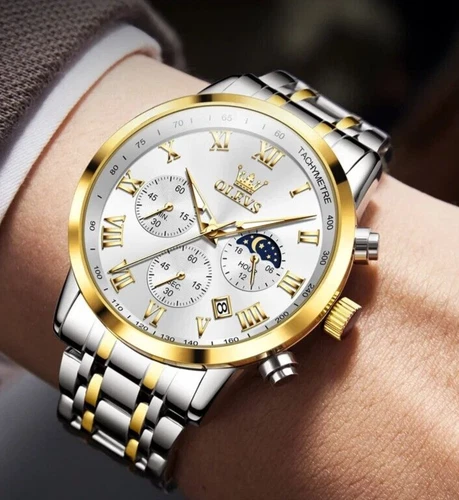 OLEVS Wasserdichte Leuchtende Quarzuhr Herren Business Luxus Armbanduhr Geschenk - Bild 13 von 16