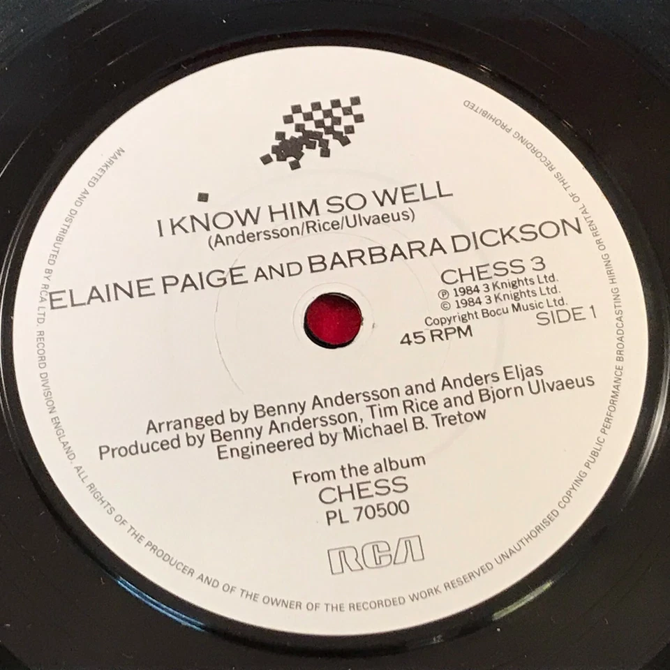 ELAINE PAIGE & BARBARA DICKSON I Know Him So Well 1984 UK 7" vinyl Single RCA B - Image 3 of 3
