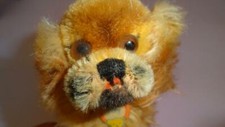 GERMANY VTG STEIFF 'PEKY' DOG HARD STUFFED MOHAIR w/ AUTHENTICITY LABEL 1960's