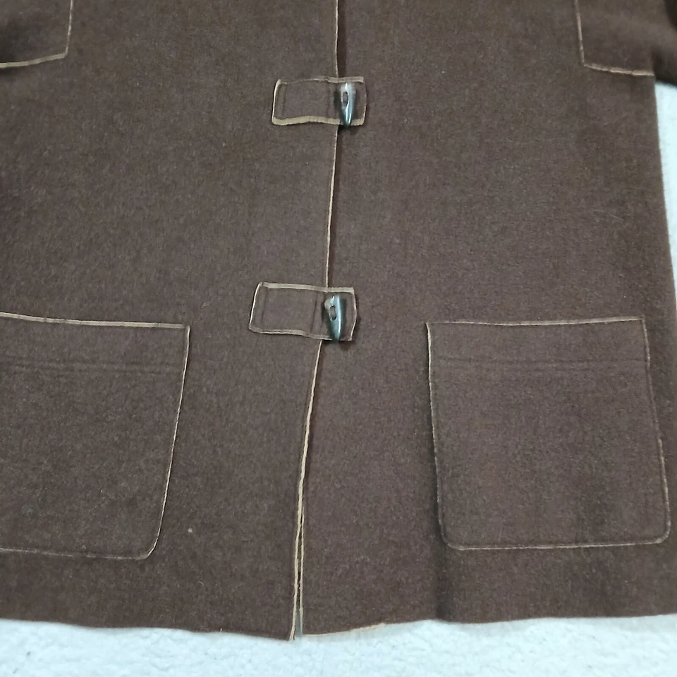 Ralph Lauren Coat Jacket Womens 1X Brown Hooded Wool Blend Horn Button Toggle - Image 4 of 4