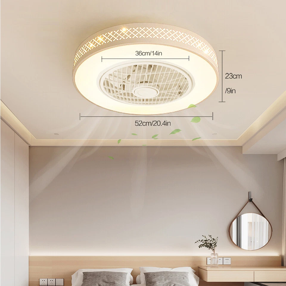 Remote LED Ceiling Fan Light Enclosed Chandelier Fan Lamp Dimmable 3 Speed Fan - Image 2 of 4