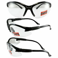 Global Vision Cougar Lab Safety Glasses Black Frame Shatterproof UV400 Clear
