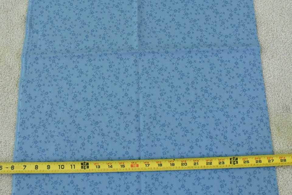 26" Long, Blue Floral Vines on Blue Cotton, In The Beginning/Garden Twist, P4977 - Image 3 of 4