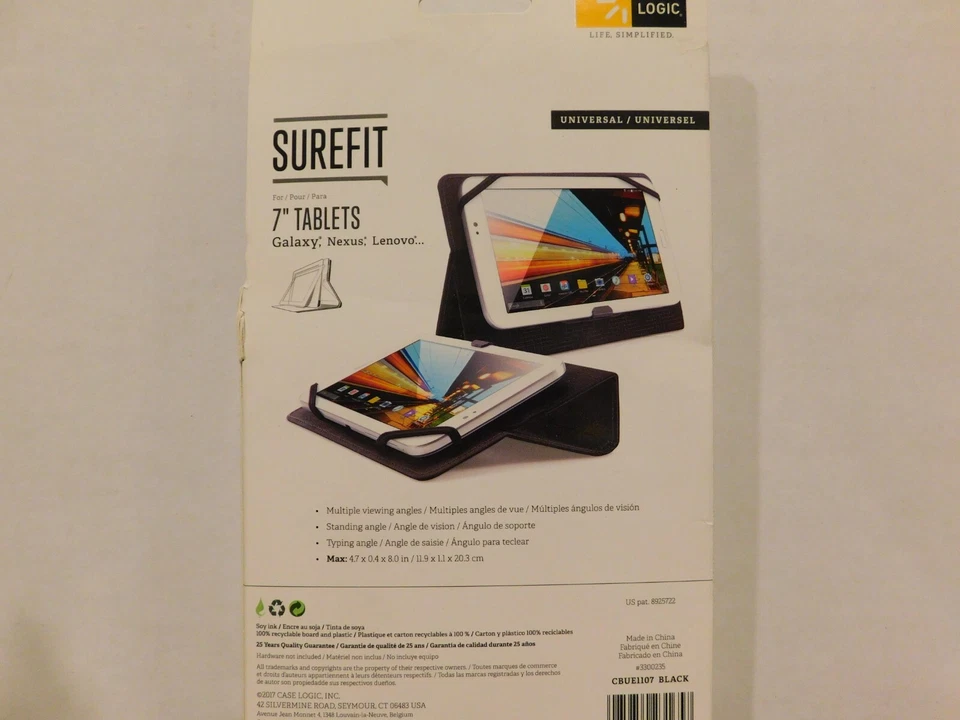 Case Logic Surefit Folio Case Black Universal for all 7 to 8 inch Tablets NEW - Image 4 of 4