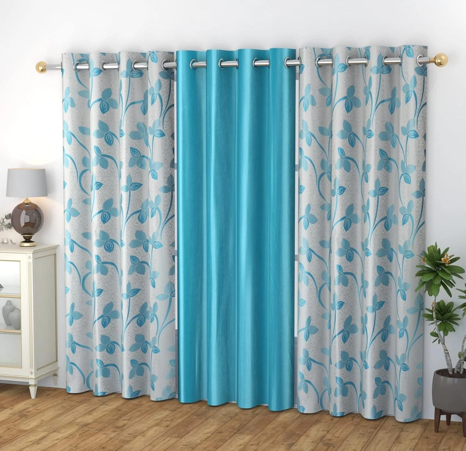 Nuevo Juego De Cortinas De Puerta De Poliéster Con Ojetes De 3 Piezas - 7 Pies