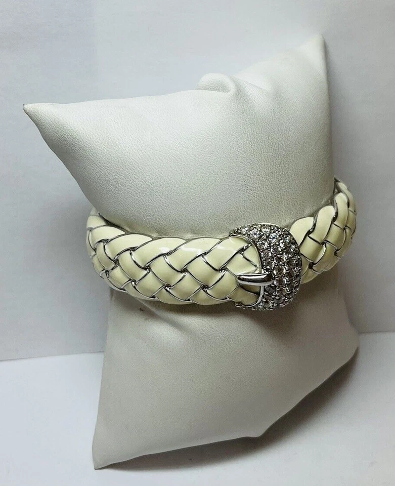 Brazalete Belle EToile plata esterlina 925 esmalte circonita cúbica hebilla 7 pulgadas Foto 4 de 4