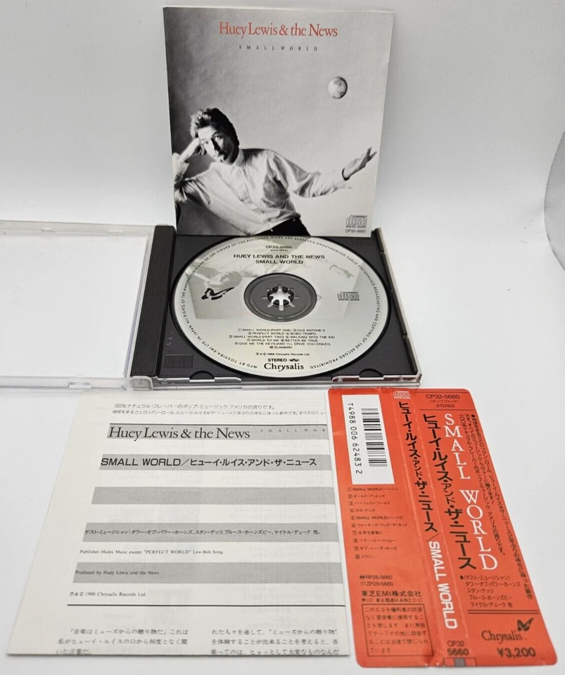 HUEY LEWIS AND THE NEWS Small World Japan Vintage CD CP32 5660 w/OBI 1988 F/S - Image 2 of 4