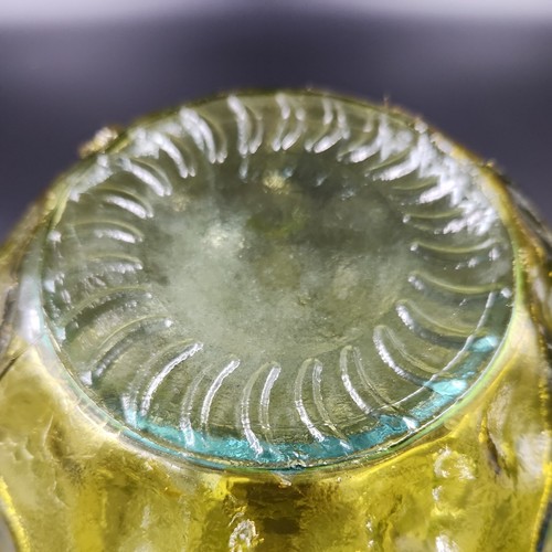 Yellow Globe Vase Centerpiece Thumbprint Recycled Glass Vidrios San Miguel Spain - Picture 14 of 15