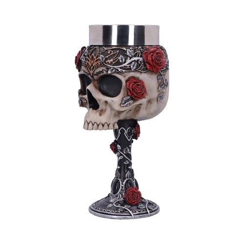 Copa de vino Nemesis Now Gothic Roses calavera horror rosas - Imagen 2 de 7