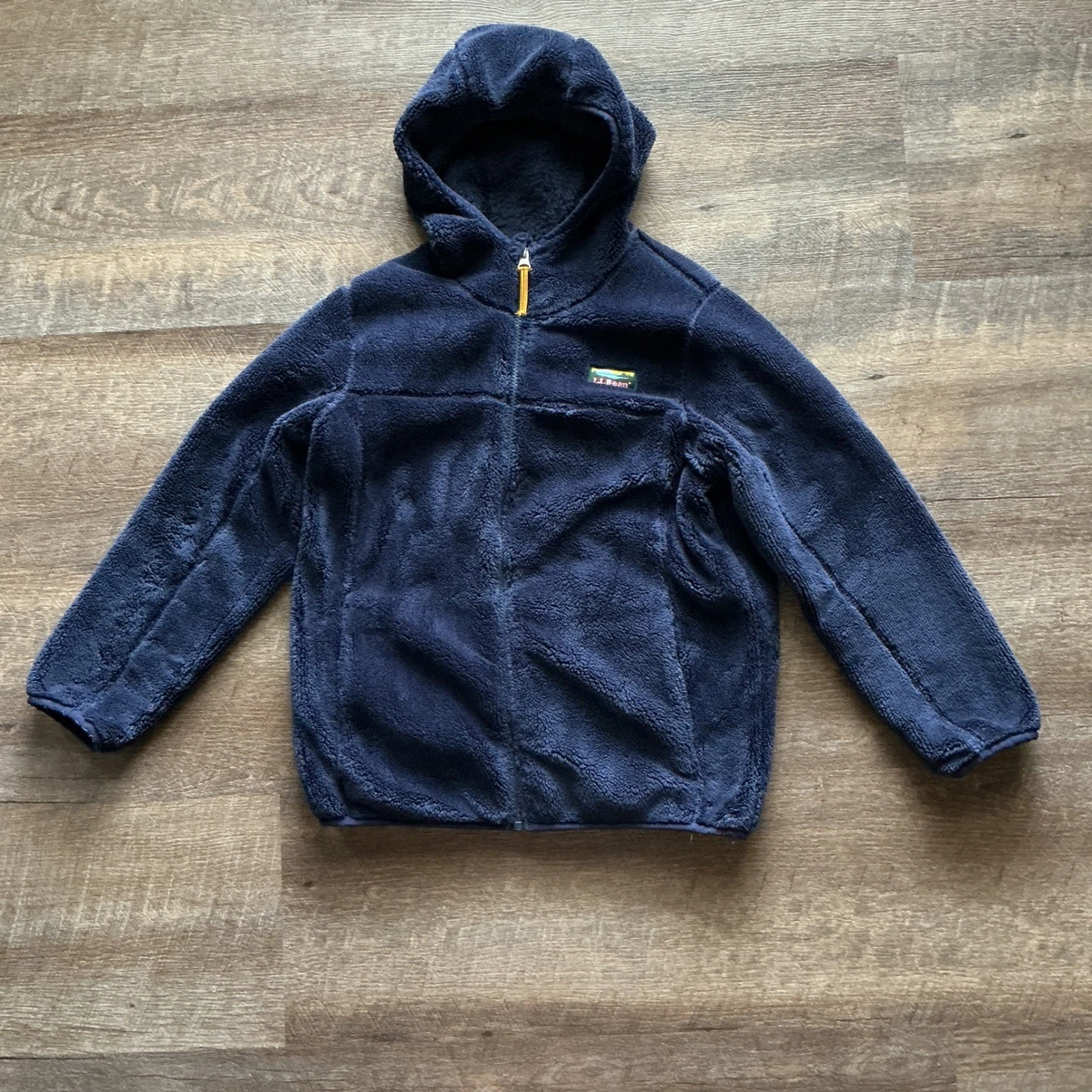 LL Bean Kids Navy Blue Fleece Zip Up Jacket Med 10-12