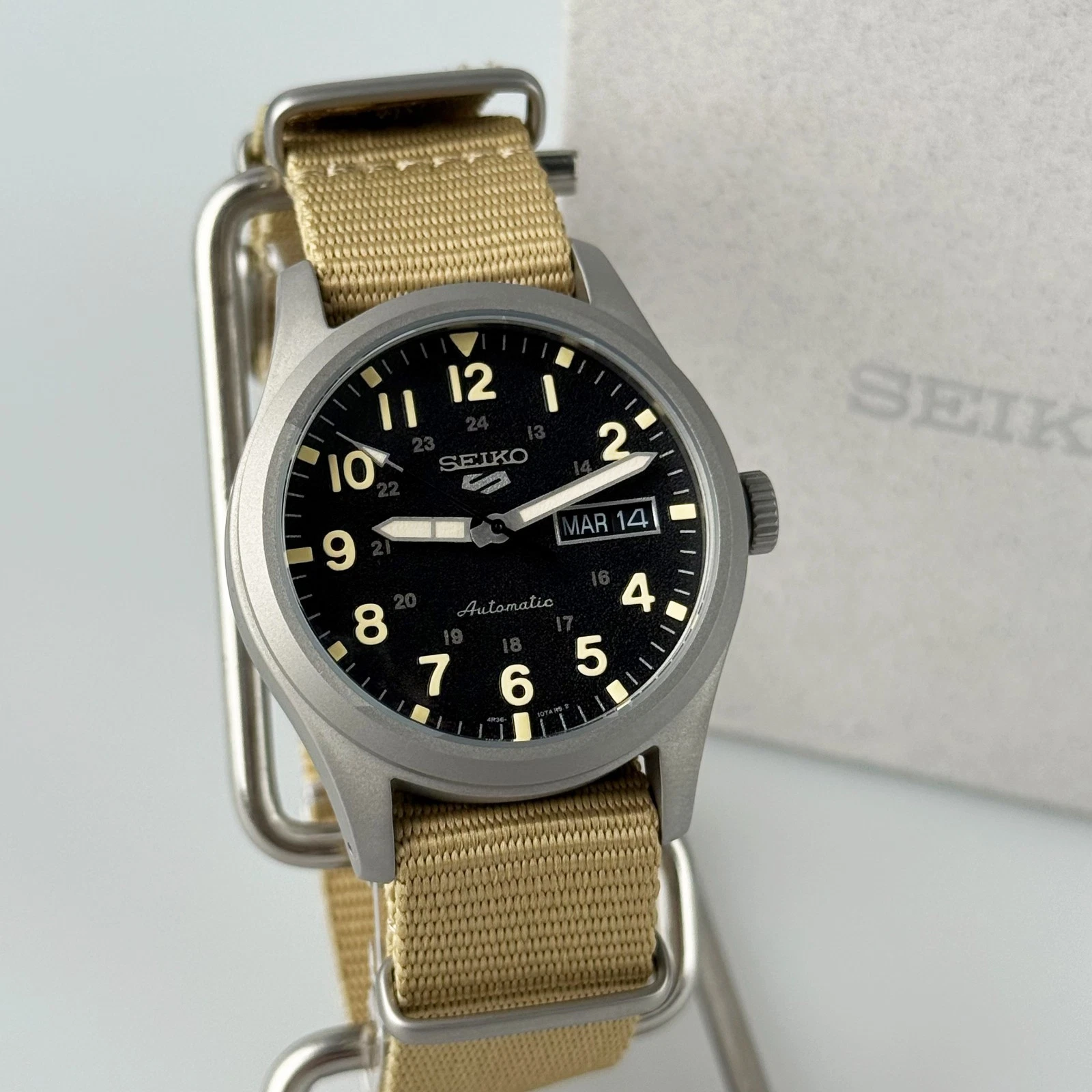 Seiko 5 Sports Field Series Black Dial Nylon Strap Automatic Men's Watch SRPG35