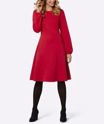 Damen A-Linie Kleid Rundhals Langarm Knielang rot Gr. 40 NEU - Bild 1 von 3
