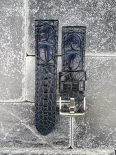 24mm Navy Blue Genuine ALLIGATOR HORNBACK Strap Leather Watch Band for PANERAI X