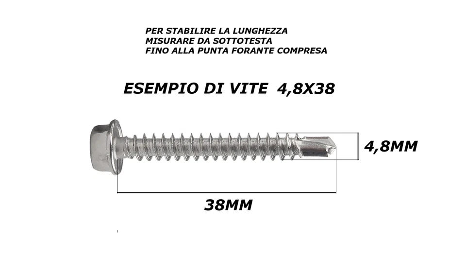 VITI AUTOPERFORANTI D. 4,2mm 4,8mm 5,5mm AUTOFORANTI TESTA ESAGONALE UNI 8117 - Immagine 3 di 4