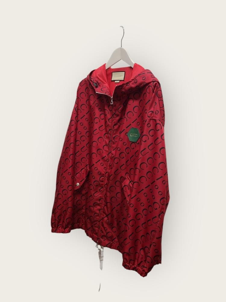 Gucci Red 100th Anniversary Multi-Logo Windbreaker Jacket