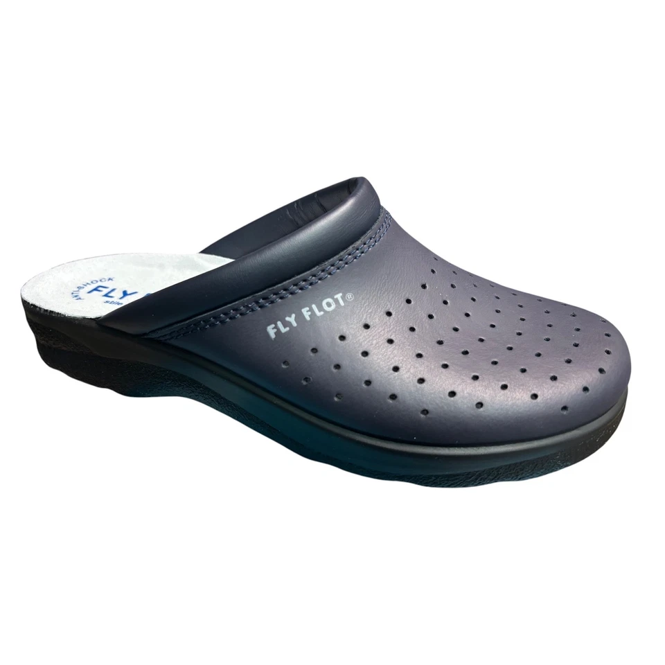 Fly Flot 82094 Ciabatta Sanitaria Uomo Forata Blu e Bianco Pelle