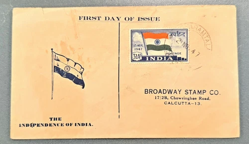 INDIA 1947 - 3½anna INDEPENDENCE FIRST DAY COVER