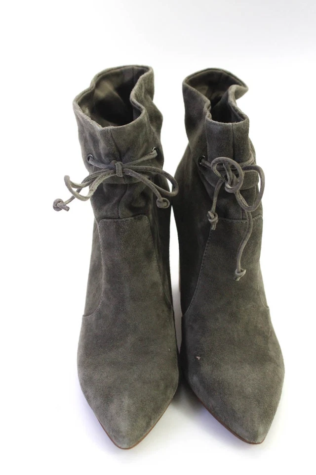 Tahari Mujer Gris Gamuza Con Cordones Tacones Bloque Botines Zapatos Talla 7.5M Foto 2 de 4